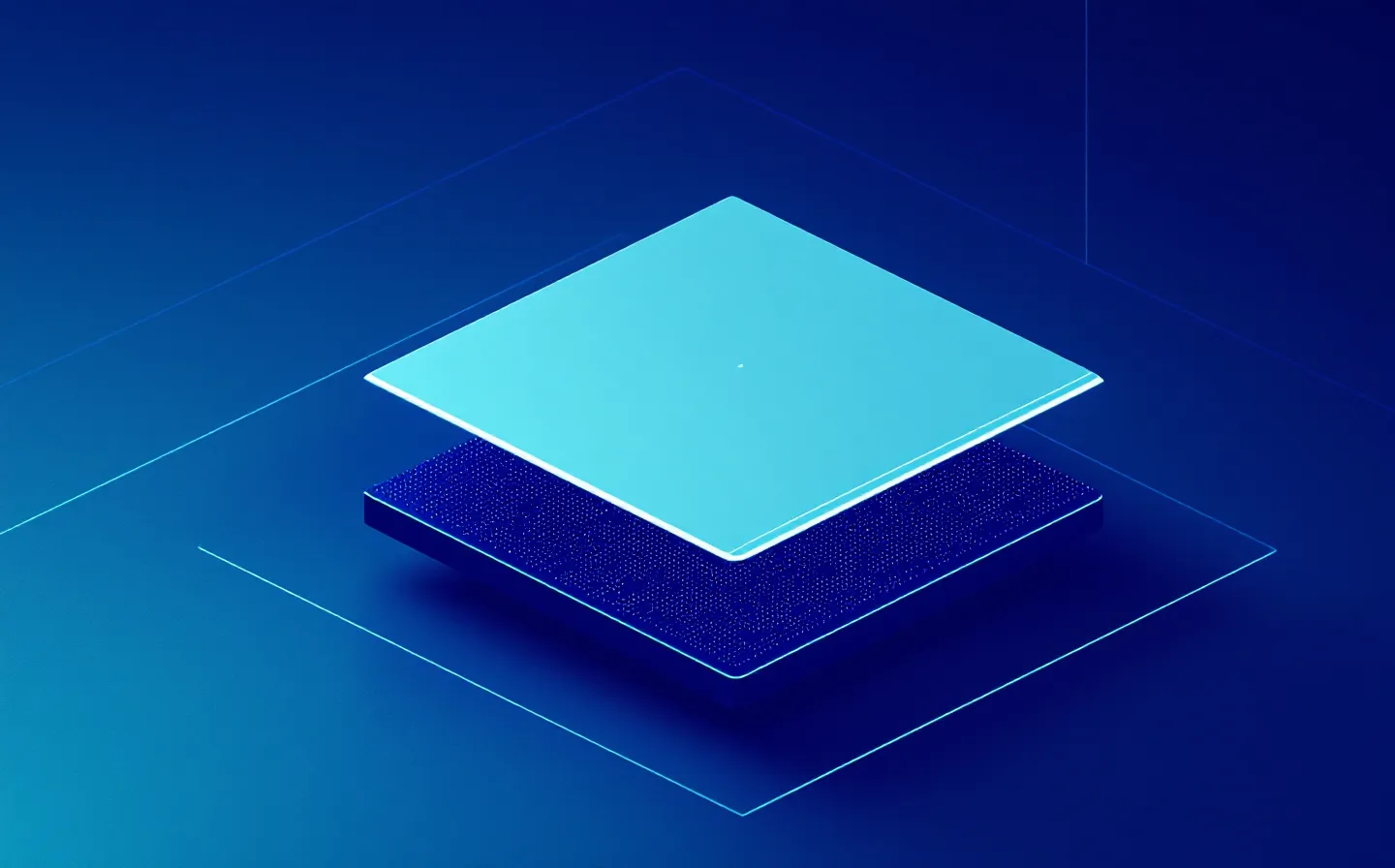 Foldable-device schematic of a compact emerald human-pilot plane folding open over a deeper blue preclinical-record plane, joined by an emerald hinge-seam, on a deep cobalt-ink ground
